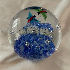 American Eagle Outfitters Glass Sphere with Blue and Green Butterflies